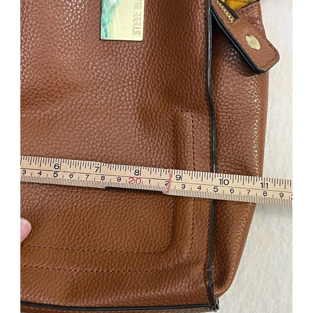 Steve Madden Brown Pebbled Faux Leather Satchel Tote Bag Crossbody Shoulder